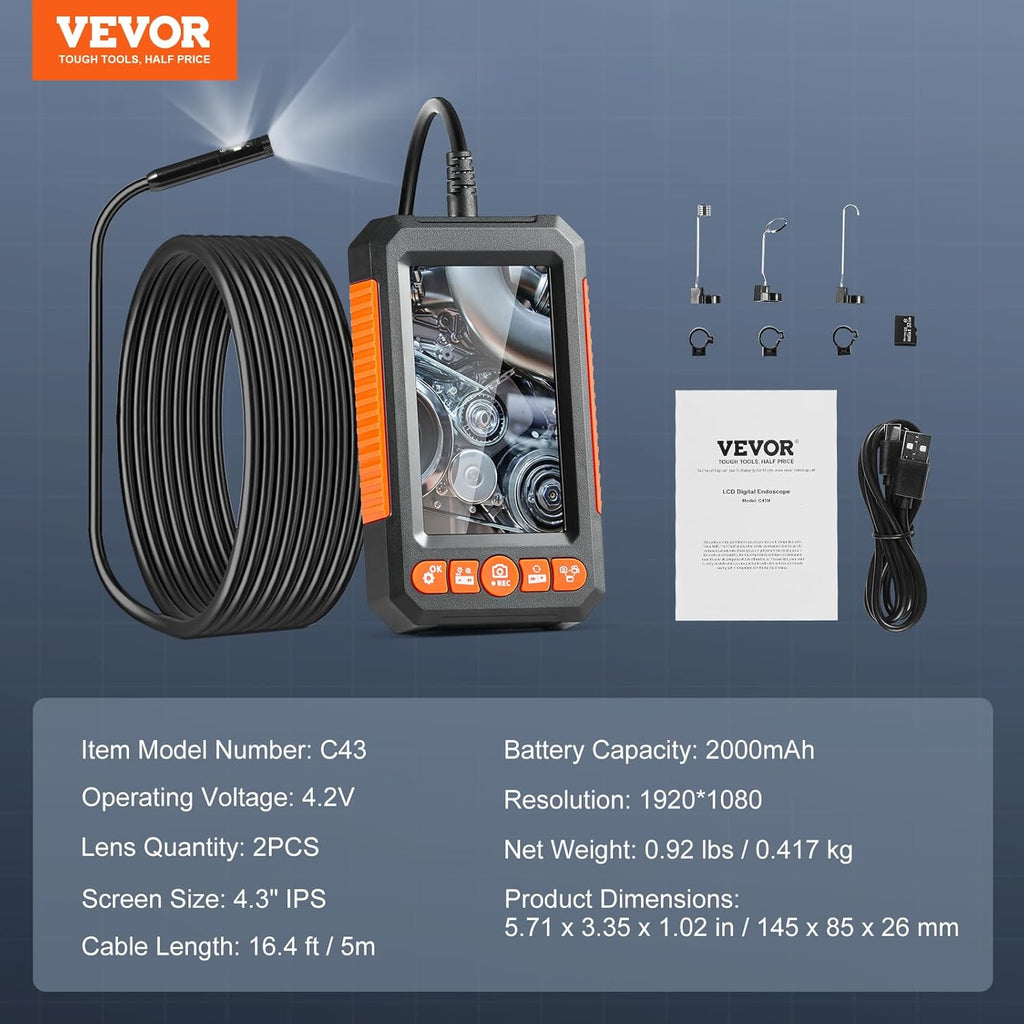 VisioPipe 4.3" IPS Endoscope Camera